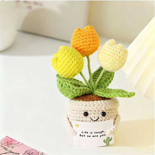 Crocheted Tulips - Artificial Flowers - Home Decor - Gift for Women - Get Well Gift - Support - Handmade - V1189-WXF-260203-00188