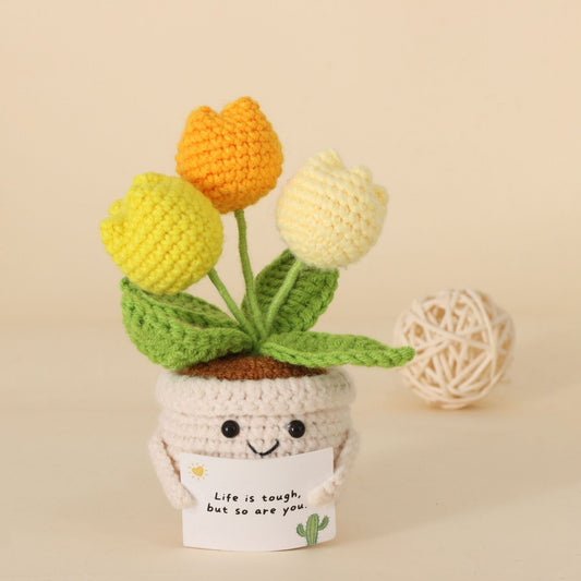 Crocheted Tulips - Artificial Flowers - Home Decor - Gift for Women - Get Well Gift - Support - Handmade - V1189-WXF-260203-00188