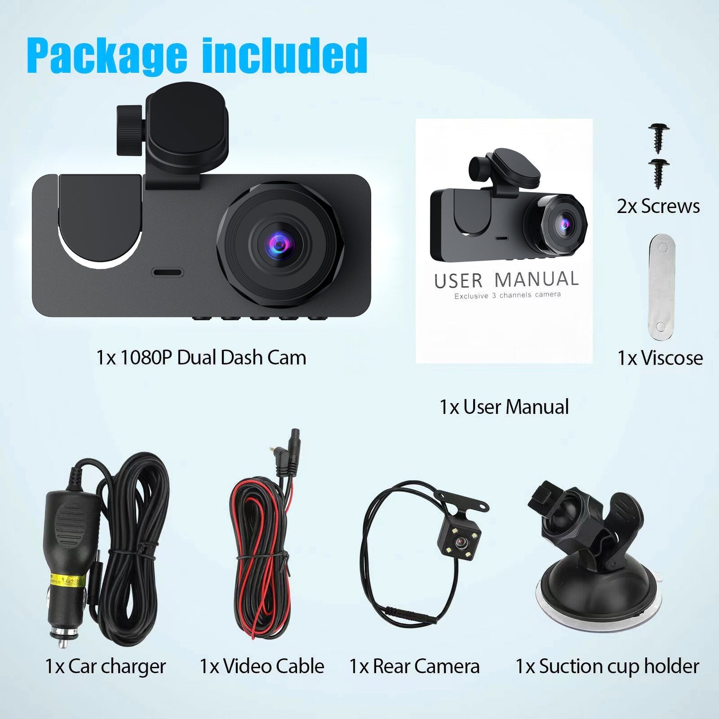 Car Dashcam - 120-degree viewing angle - Night vision - Full HD video - Super compact - Parking mode - Loop V1189-WXF-260203-00191