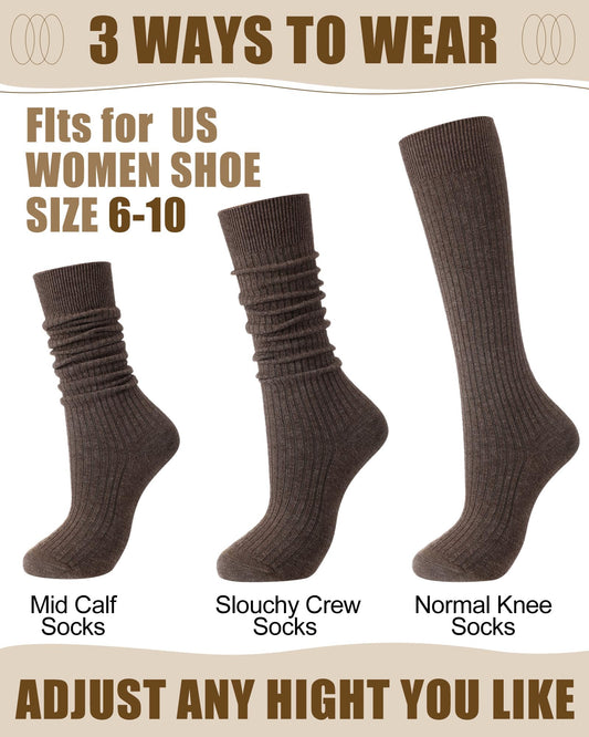 Knee Socks Women - Long Socks - Slouch Socks - Ribbed Socks - Drop-Down Socks - Winter Socks - Cotton - Leg V1189-WXF-260203-00205