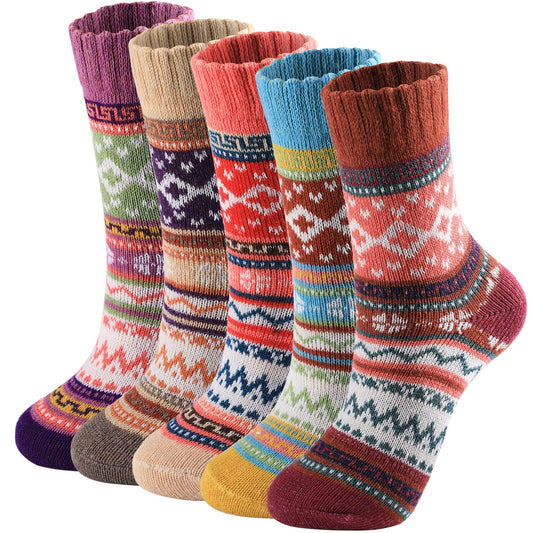 Norwegian Socks Women - Winter Socks - Warm Socks - House Socks - Vintage - Retro - Bohemian - Thick Socks - V1189-WXF-260203-00207