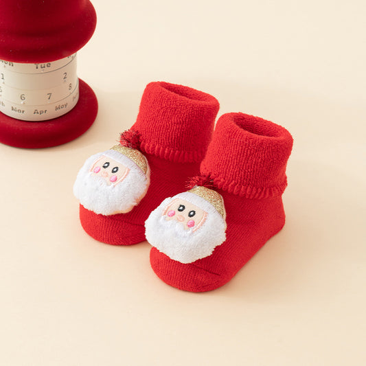 Baby Christmas Socks - Non-Slip Baby Socks - First Christmas - Warm House Socks - Snowman - Reindeer - V1189-WXF-260203-00210