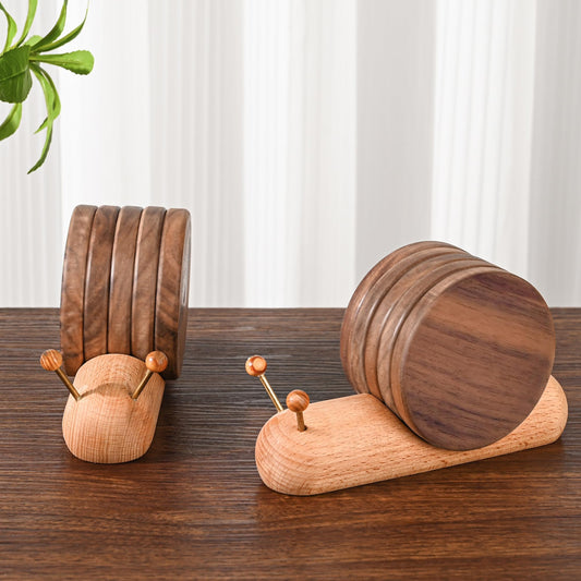Wooden Coasters - Glass Coasters - Coasters - Coasters with Holder - Table Decoration - Snail - Home V1189-WXF-260203-00226