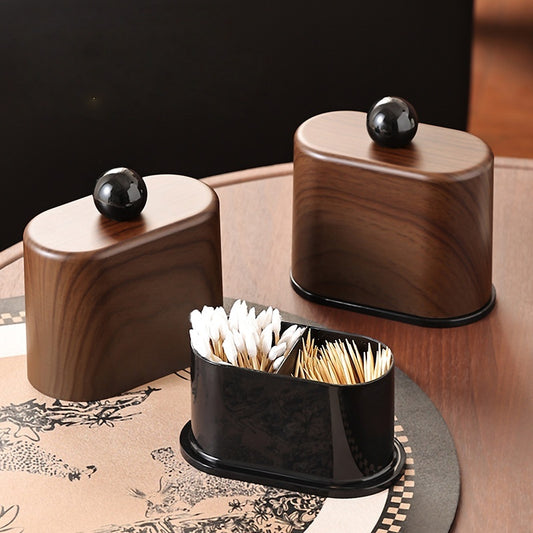 Cotton Swab Holder - Bathroom Organizer - Ear Swab Container - Storage Box with Lid - Makeup Organizer - V1189-WXF-260203-00241