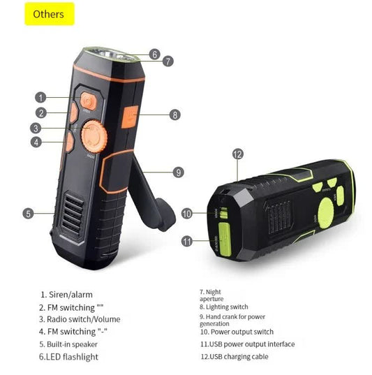 Wind-up Radio - Solar Radio - World Receiver - Portable Radio - Flashlight with Dynamo - Powerbank Function - V1189-WXF-260203-00246