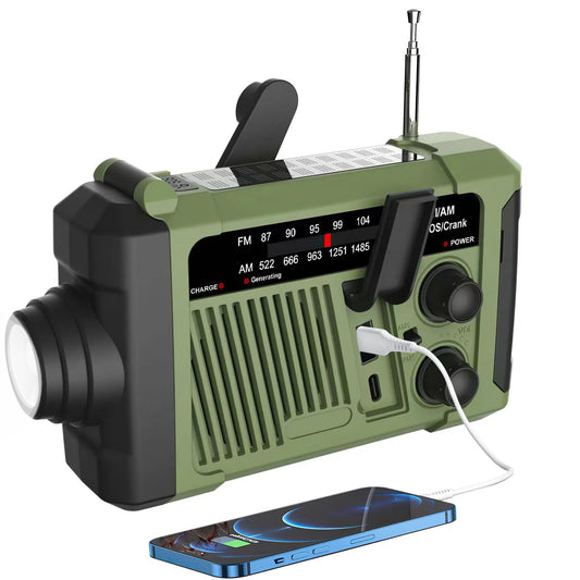 Wind-up Radio - Solar Radio - World Receiver - Portable Radio - Flashlight with Dynamo - Powerbank Function - V1189-WXF-260203-00247