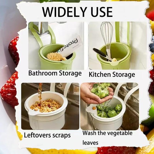 Sink Organizer - Sponge Holder - Sink Strainer - Hanging Waste Bin - Sink Tray - Drainer - Faucet Holder - V1189-WXF-260203-00250