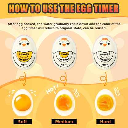 Egg Timer - Cook Along Egg Timer - Kitchen Timer - Egg Timer - Color Change Indicator - Heat Sensitive Sensor V1189-WXF-260203-00258