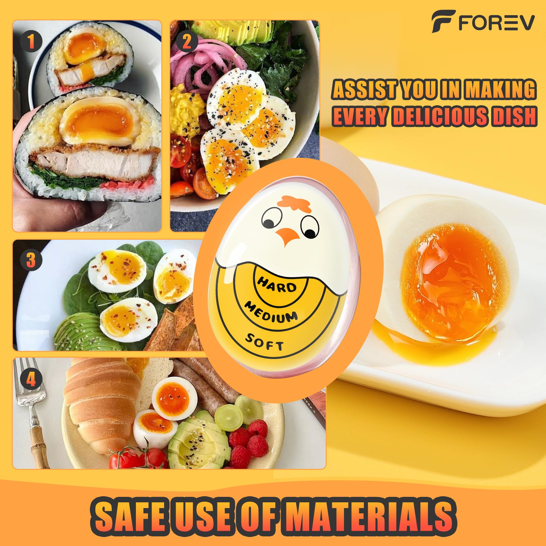 Egg Timer - Cook Along Egg Timer - Kitchen Timer - Egg Timer - Color Change Indicator - Heat Sensitive Sensor V1189-WXF-260203-00258