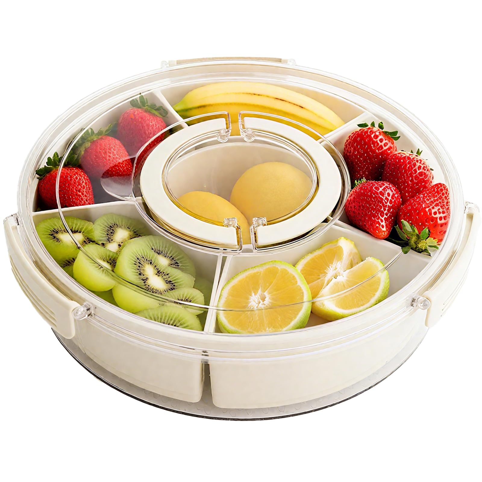 Rotating Fruit Platter-Airtight, Moisture-Proof Dried Fruit Platter-Portable Fruit Platter-Round Fruit V1189-WXF-260203-00274