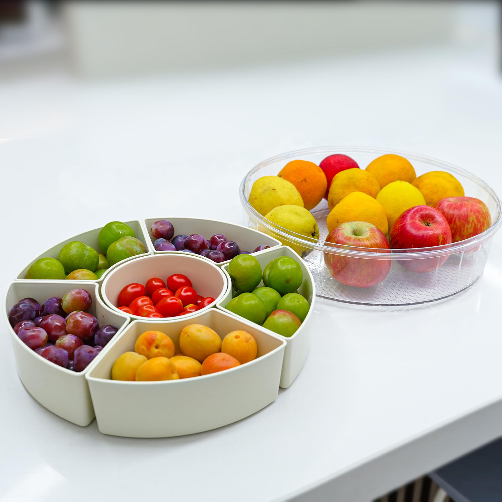 Rotating Fruit Platter-Airtight, Moisture-Proof Dried Fruit Platter-Portable Fruit Platter-Round Fruit V1189-WXF-260203-00274