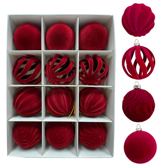 Christmas Ball Set - Velvet Christmas Balls - Unbreakable Christmas Decorations - Velvet Pendants - Christmas V1189-WXF-260203-00276