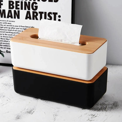 Tissue Box - Tissue Box - Tissue Holder - Tissue Box - Bamboo Lid - White - Tissue Holder - Bathroom V1189-WXF-260203-00359