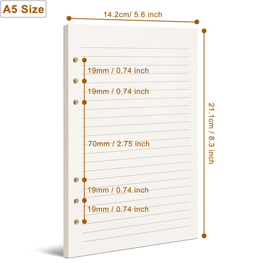 Refill A5 lined - Ring binder paper - Agenda refill - Notebook paper - Loose-leaf paper - School supplies - V1189-WXF-260203-00382