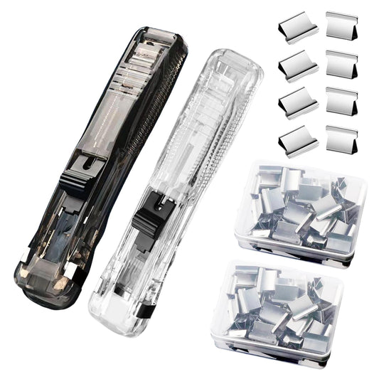 Paperclip dispenser - Stapler without staples - Paper clips - 100 pieces refill clips - Office supplies - V1189-WXF-260203-00394