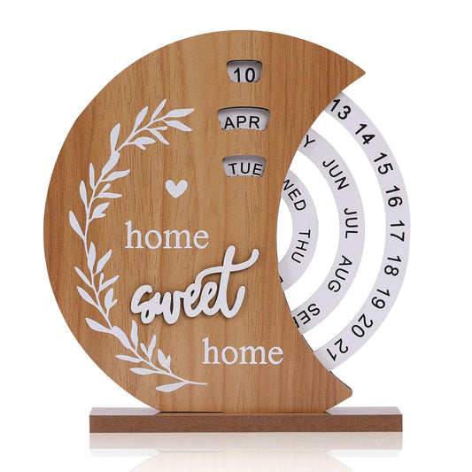 Wooden Calendar - Perpetual Calendar - Desk Accessories - Home Decor Living Room - Table Calendar - Wooden V1189-WXF-260203-00397