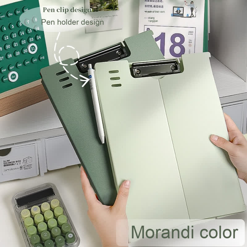 Clipboard A4 - Writing Folder - Foldable Clipboard - Desk Accessories - Morandi Colors - Office Supplies - V1189-WXF-260203-00401
