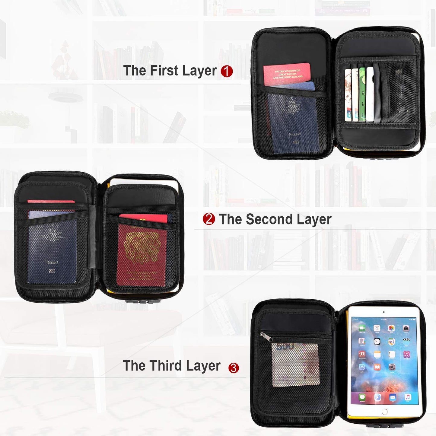 Document Organizer - Storage Bag with Combination Lock - Travel Folder - Documents - Passport Holder - Office V1189-WXF-260203-00403