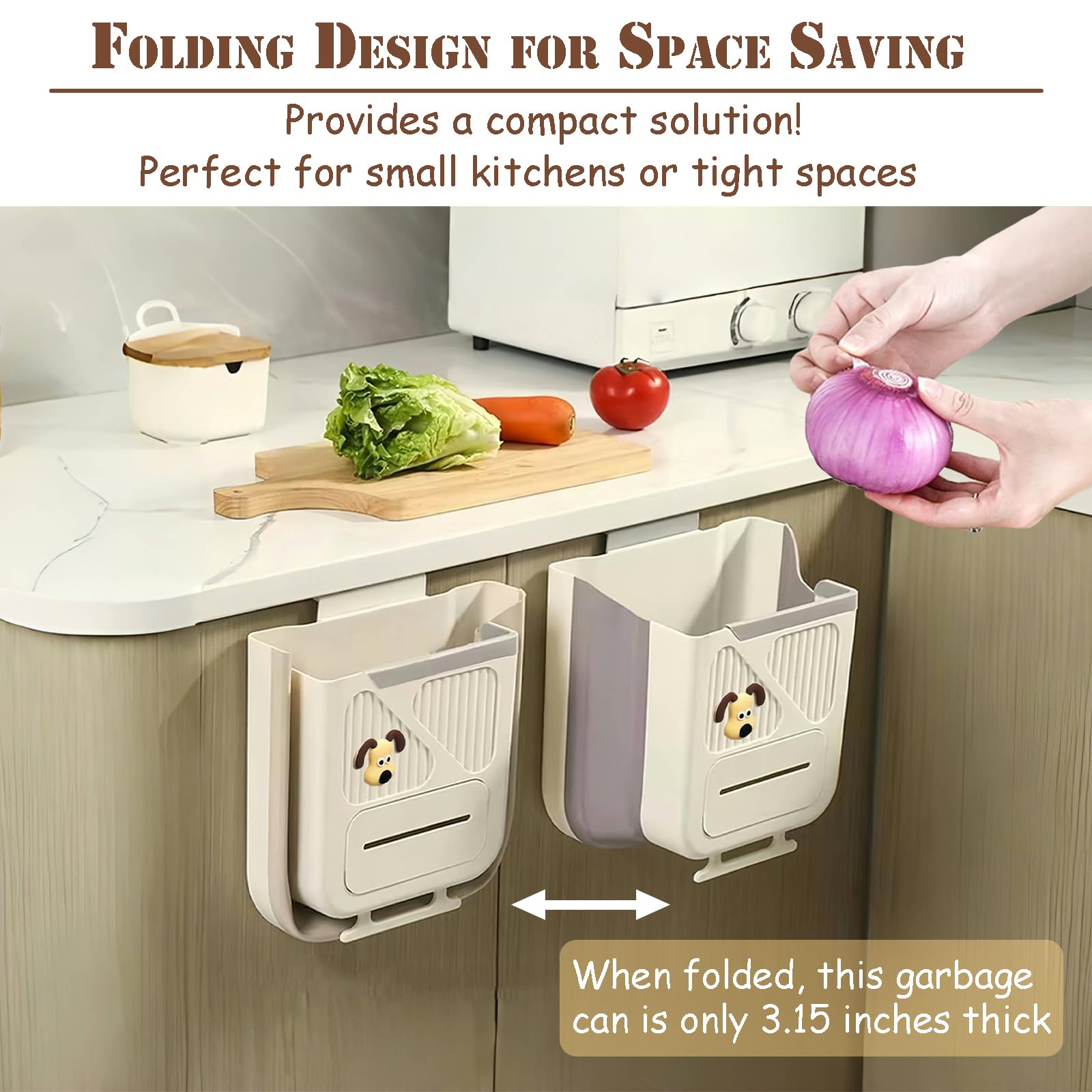 Hanging Waste Bin - Foldable Waste Bin - Kitchen Accessories - Organic Waste Bin - Countertop Waste Bin - V1189-WXF-260203-00404