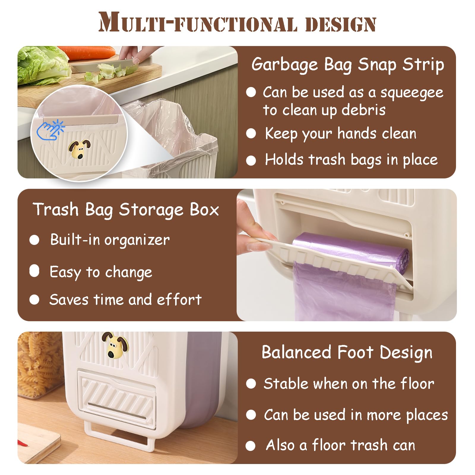 Hanging Waste Bin - Foldable Waste Bin - Kitchen Accessories - Organic Waste Bin - Countertop Waste Bin - V1189-WXF-260203-00404