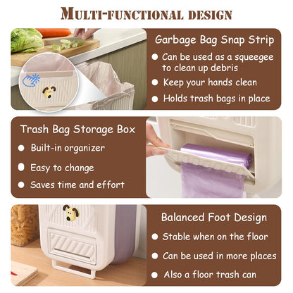 Hanging Waste Bin - Foldable Waste Bin - Kitchen Accessories - Organic Waste Bin - Countertop Waste Bin - V1189-WXF-260203-00404