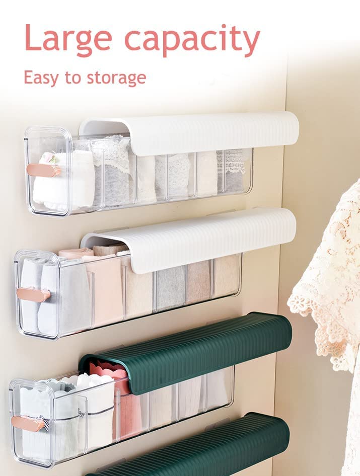 Underwear organizer - Sock organizer - Wardrobe organizer - Wall mounted - No drilling - Storage box with 6 V1189-WXF-260203-00426