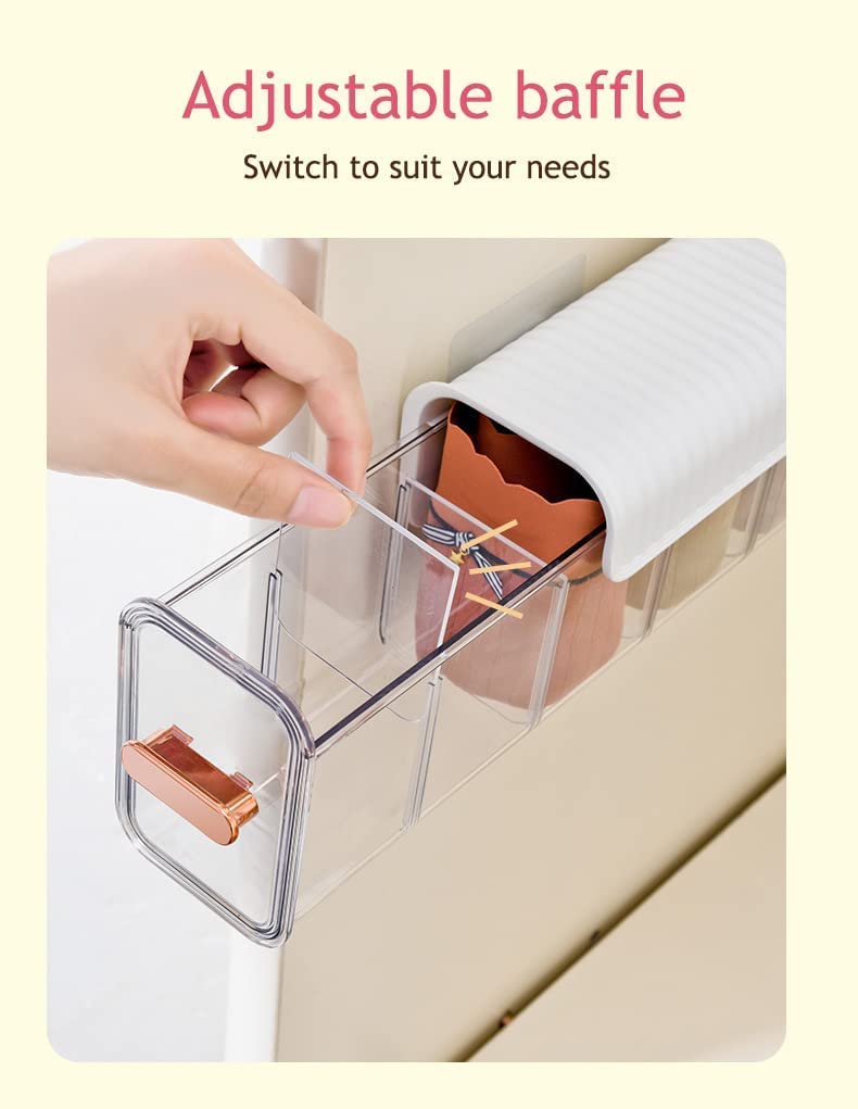 Underwear organizer - Sock organizer - Wardrobe organizer - Wall mounted - No drilling - Storage box with 6 V1189-WXF-260203-00426
