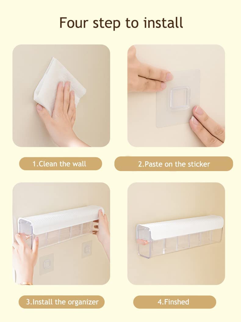 Underwear organizer - Sock organizer - Wardrobe organizer - Wall mounted - No drilling - Storage box with 6 V1189-WXF-260203-00426