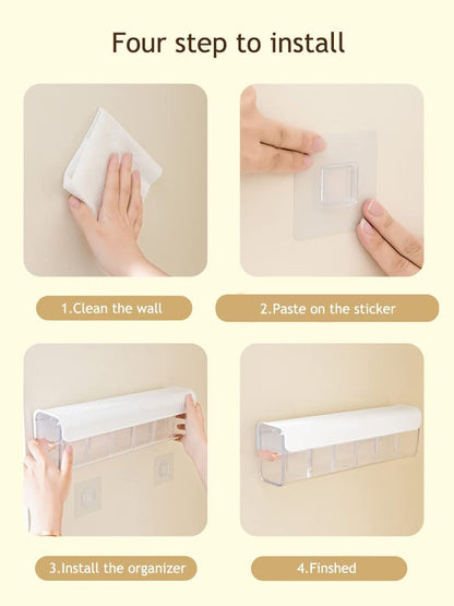 Underwear organizer - Sock organizer - Wardrobe organizer - Wall mounted - No drilling - Storage box with 6 V1189-WXF-260203-00426
