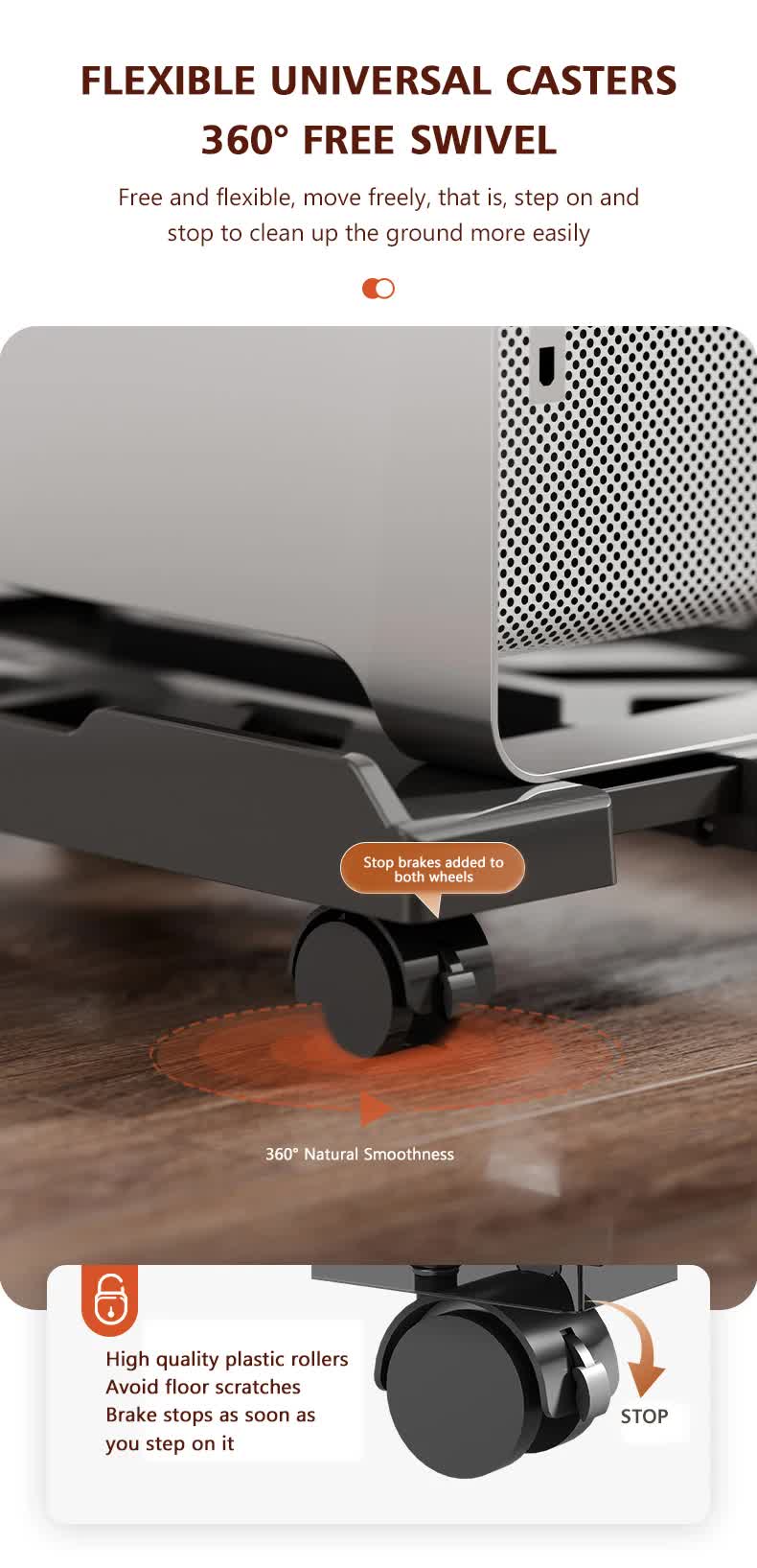 PC Stand with Wheels - Computer Holder - CPU Trolley - Mobile - PC Cart - Desktop Stand - Computer Case V1189-WXF-260203-00428