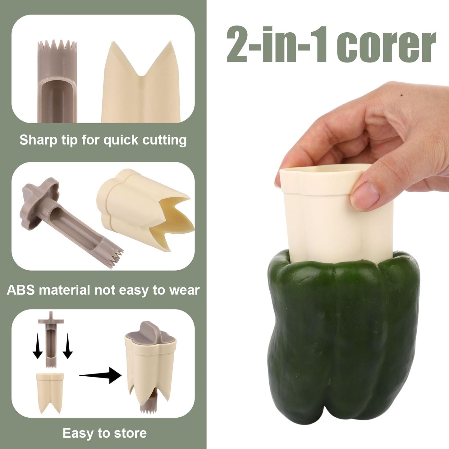 Bell Pepper Pitter - Jalapeno Pepper Drill - Chili Pepper Core Remover - Universal Vegetable Cutter - Kitchen V1189-WXF-260203-00435