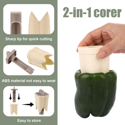 Bell Pepper Pitter - Jalapeno Pepper Drill - Chili Pepper Core Remover - Universal Vegetable Cutter - Kitchen V1189-WXF-260203-00435