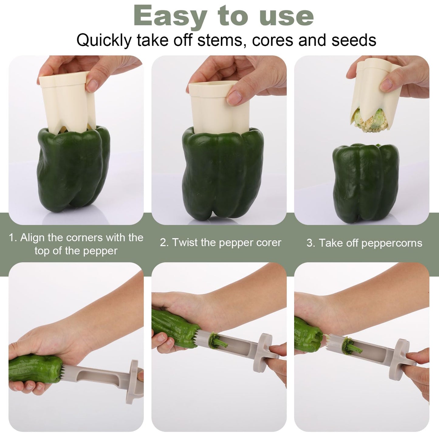 Bell Pepper Pitter - Jalapeno Pepper Drill - Chili Pepper Core Remover - Universal Vegetable Cutter - Kitchen V1189-WXF-260203-00435