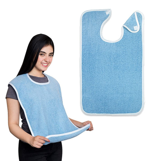 Adult Bib - Clothing Protector - Senior Eating Apron - Large Bib - Terrycloth Eating Bib - Washable Clothing V1189-WXF-260203-00436