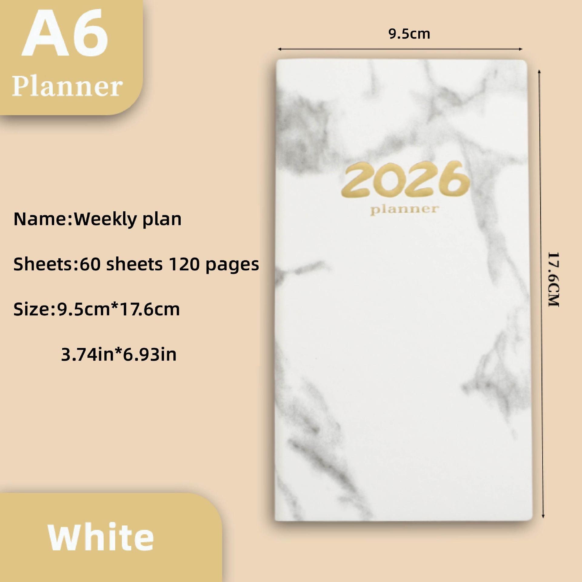 Pocket diary 2026 - A6 diary - Weekly planner - Yearly planner - Organizer - Planner book - 2026 diary for V1189-WXF-260203-00446