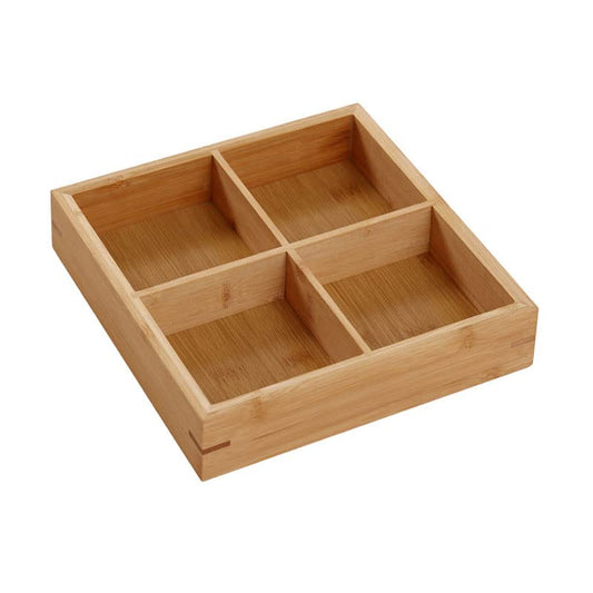Drawer Organizer - 4-Compartment Storage Tray - Bamboo Cutlery Tray - Desk Organizer - Jewelry Box Insert - V1189-WXF-260203-00463