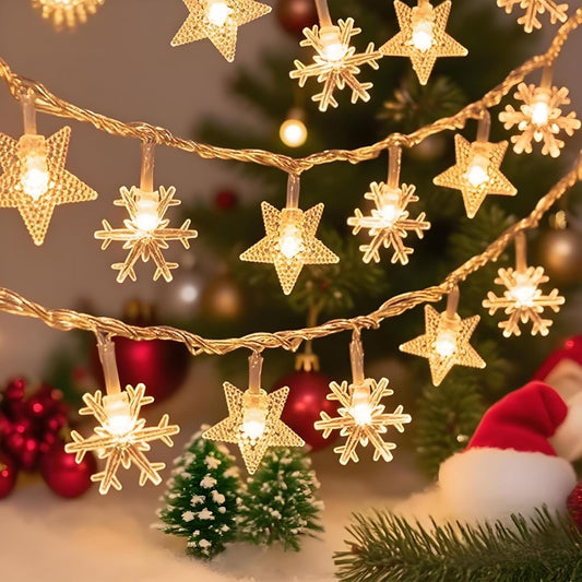 Indoor Christmas Lights - Star and Snowflake Light String - Christmas Decorations - Christmas Lights - V1189-WXF-260203-00528