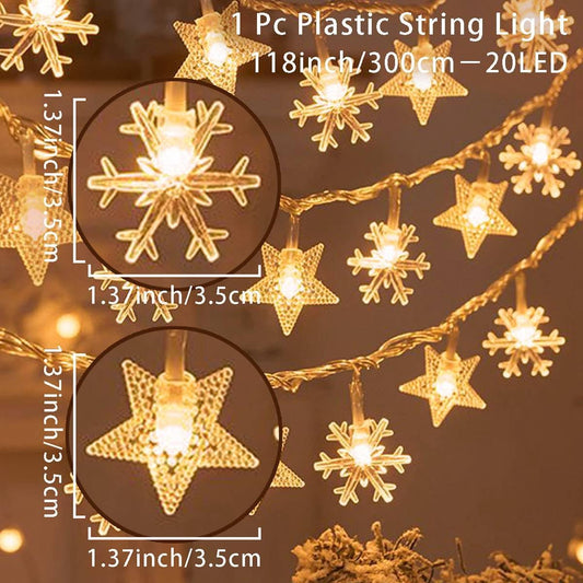 Indoor Christmas Lights - Star and Snowflake Light String - Christmas Decorations - Christmas Lights - V1189-WXF-260203-00528