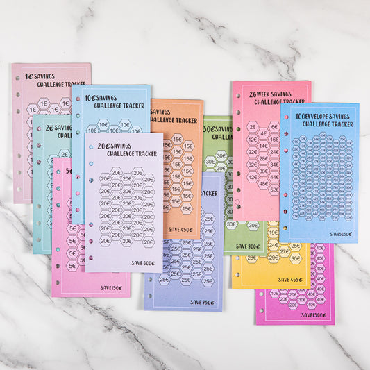 Savings Challenge - Budget Binder Refill A6 - Savings Challenge Tracker - Cash Stuffing Envelopes - Save V1189-WXF-260203-00556