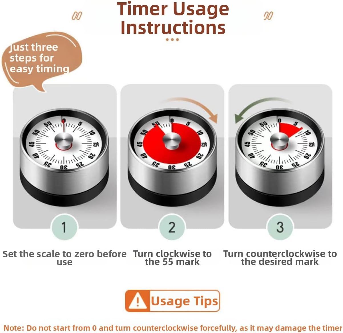 Kitchen Timer - Timer - Kitchen Timer - Egg Timer - Stopwatch - Mechanical Timer - Time Clock - Pomodoro - V1189-WXF-260203-00558
