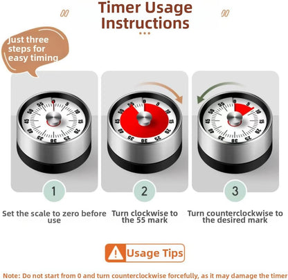 Kitchen Timer - Timer - Kitchen Timer - Egg Timer - Stopwatch - Mechanical Timer - Time Clock - Pomodoro - V1189-WXF-260203-00558