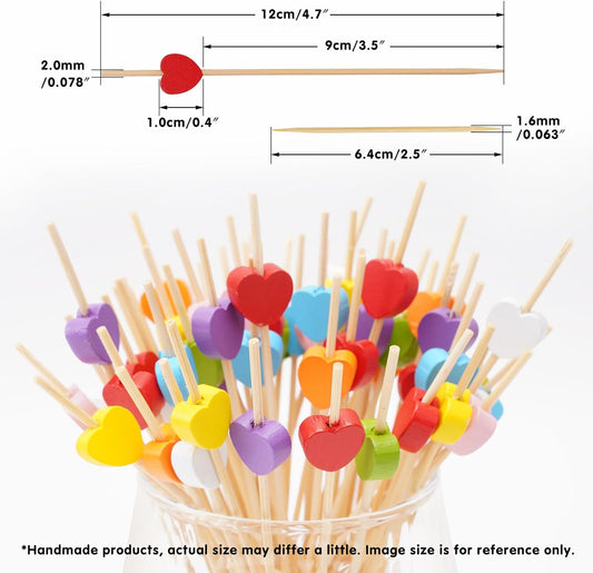 Cocktail sticks - Satay sticks - Tapas sticks - Hearts - Party supplies - Snacks - Birthday - Decoration - V1189-WXF-260203-00560