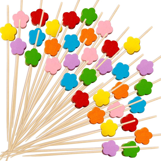 Cocktail sticks - Satay sticks - Tapas sticks - Flowers - Party supplies - Snacks - Birthday - Decoration - V1189-WXF-260203-00561