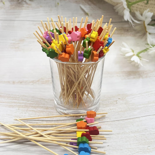 Cocktail sticks - Satay sticks - Tapas sticks - Flowers - Party supplies - Snacks - Birthday - Decoration - V1189-WXF-260203-00561