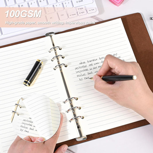 Notebook Refill A5 - Ring Binder Paper 6 Holes - Agenda Refill - Bullet Journal Paper - Refillable Notepad - V1189-WXF-260203-00568
