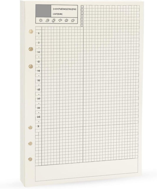 Notebook Refill A5 - Ring Binder Paper 6 Holes - Agenda Refill - Bullet Journal Paper - Refillable Notepad - V1189-WXF-260203-00572