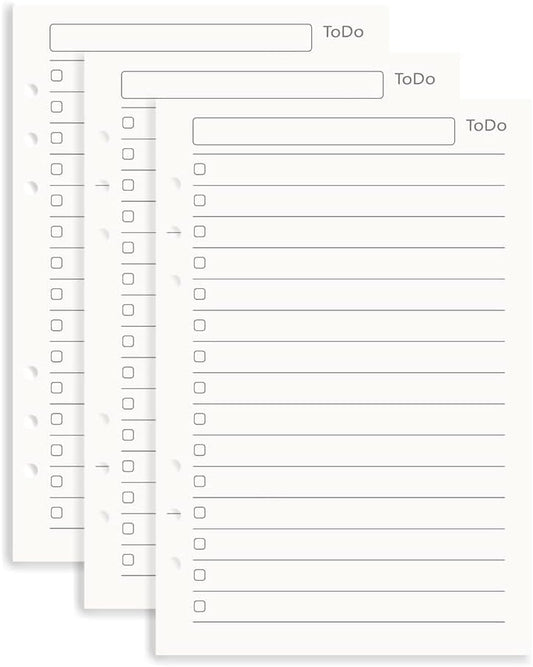 Notebook Refill A5 - Ring Binder Paper 6 Holes - Agenda Refill - Bullet Journal Paper - Refillable Notepad - V1189-WXF-260203-00573