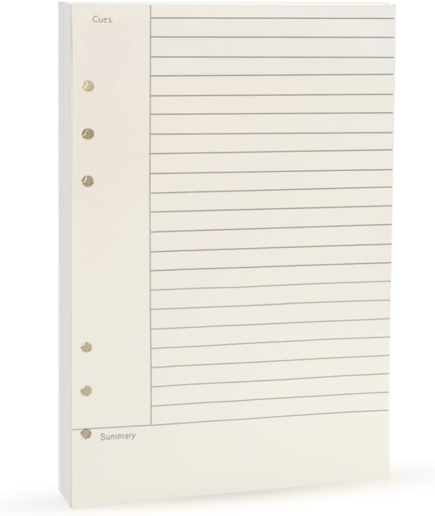 Notebook Refill A5 - Ring Binder Paper 6 Holes - Agenda Refill - Bullet Journal Paper - Refillable Notepad - V1189-WXF-260203-00576