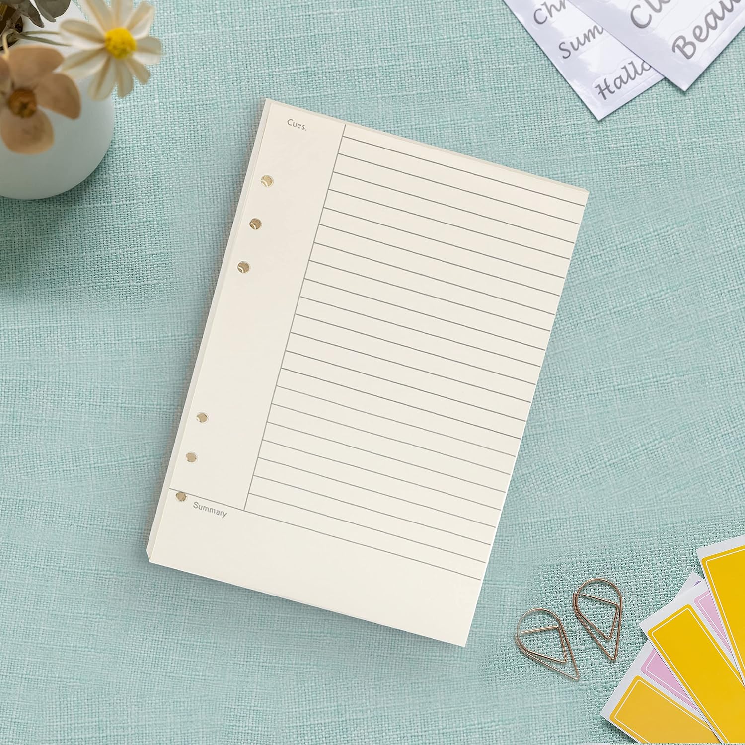 Notebook Refill A5 - Ring Binder Paper 6 Holes - Agenda Refill - Bullet Journal Paper - Refillable Notepad - V1189-WXF-260203-00576