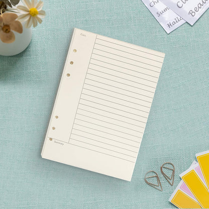 Notebook Refill A5 - Ring Binder Paper 6 Holes - Agenda Refill - Bullet Journal Paper - Refillable Notepad - V1189-WXF-260203-00576